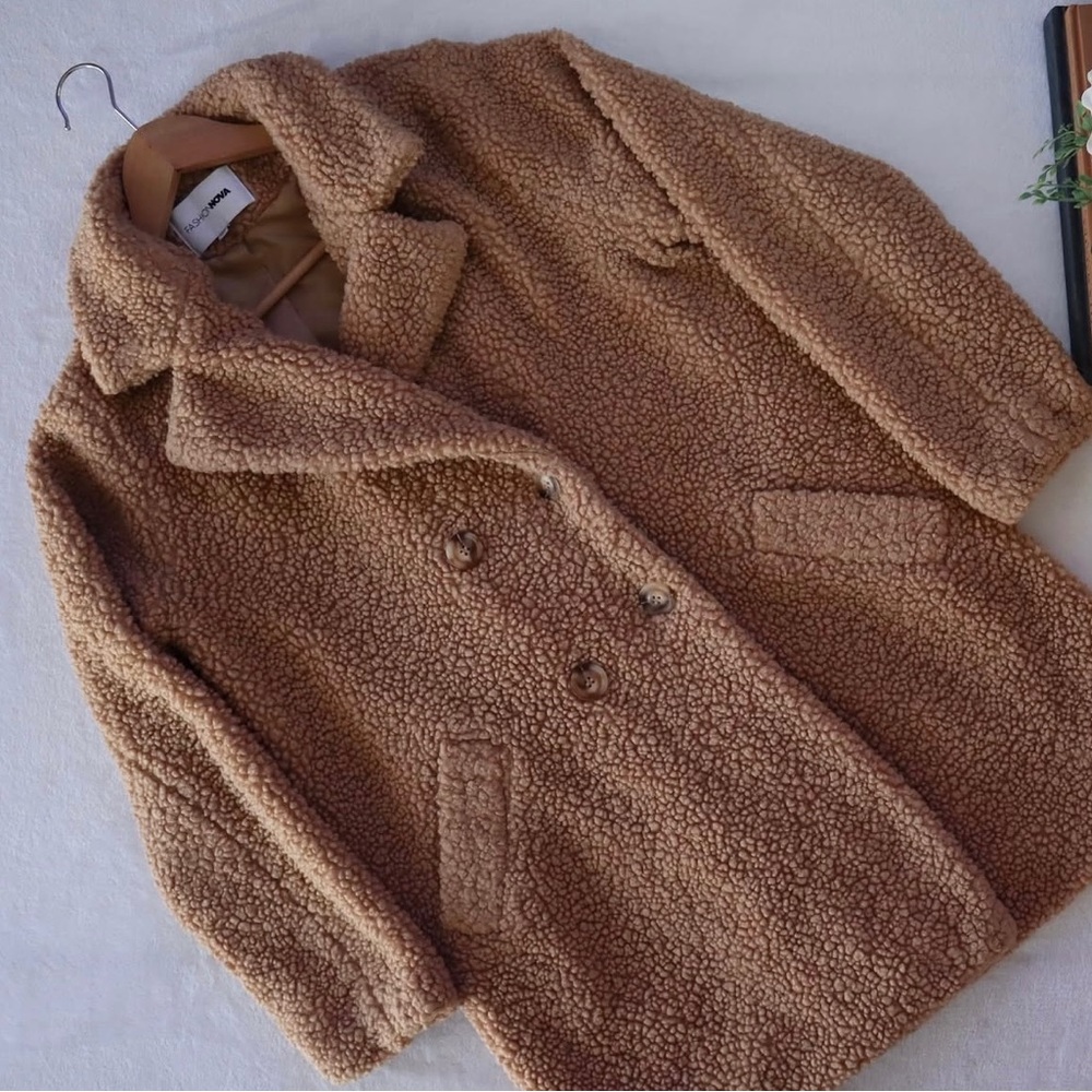 Fashion Nova Teddy Jacket - Brown